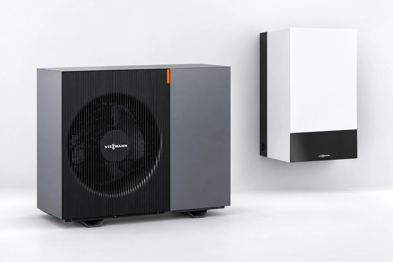 Pompa ciepła Viessmann Vitocal 200-A intelligent energy Modular — jednostka zewnętrzna i jednostka wewnętrzna.