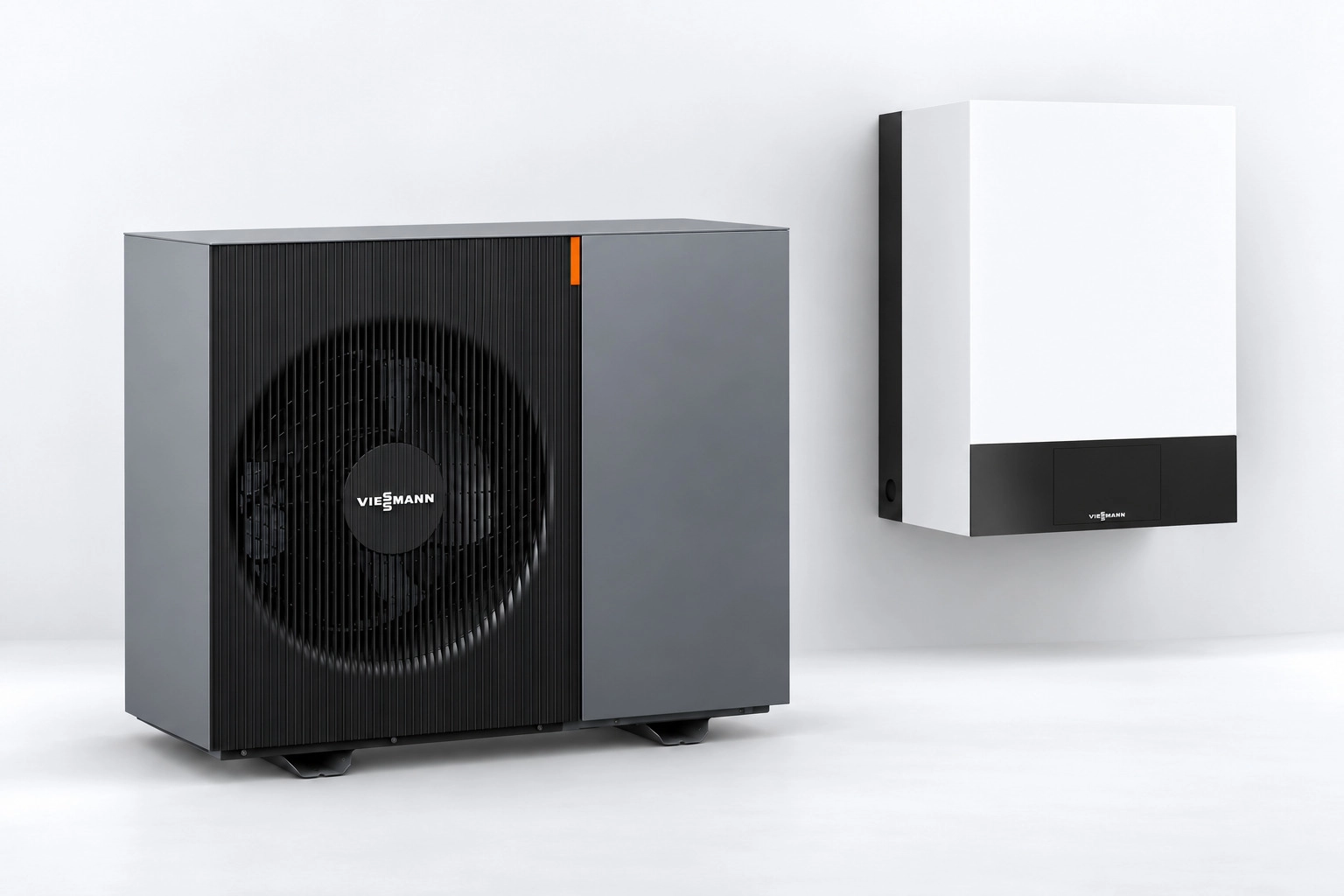 Pompa ciepła Viessmann Vitocal 200-A intelligent energy Hybrid — jednostka zewnętrzna i jednostka wewnętrzna IDU Hybrid.